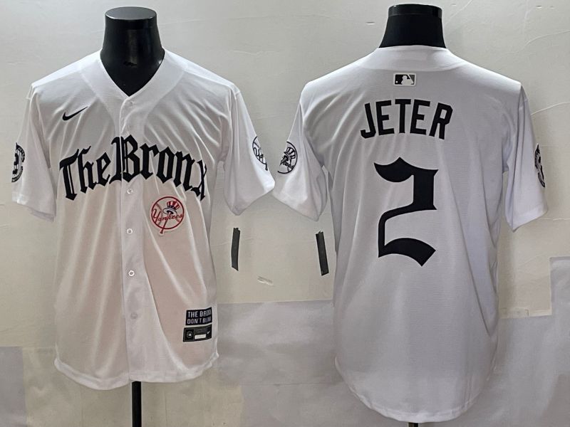 Men 2025 New York Yankees #2 Jeter White Five generations Joint Name Nike MLB Jersey style 6->texas rangers->MLB Jersey